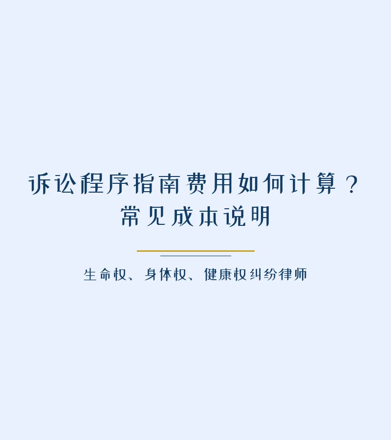 诉讼程序指南费用如何计算？常见成本说明
