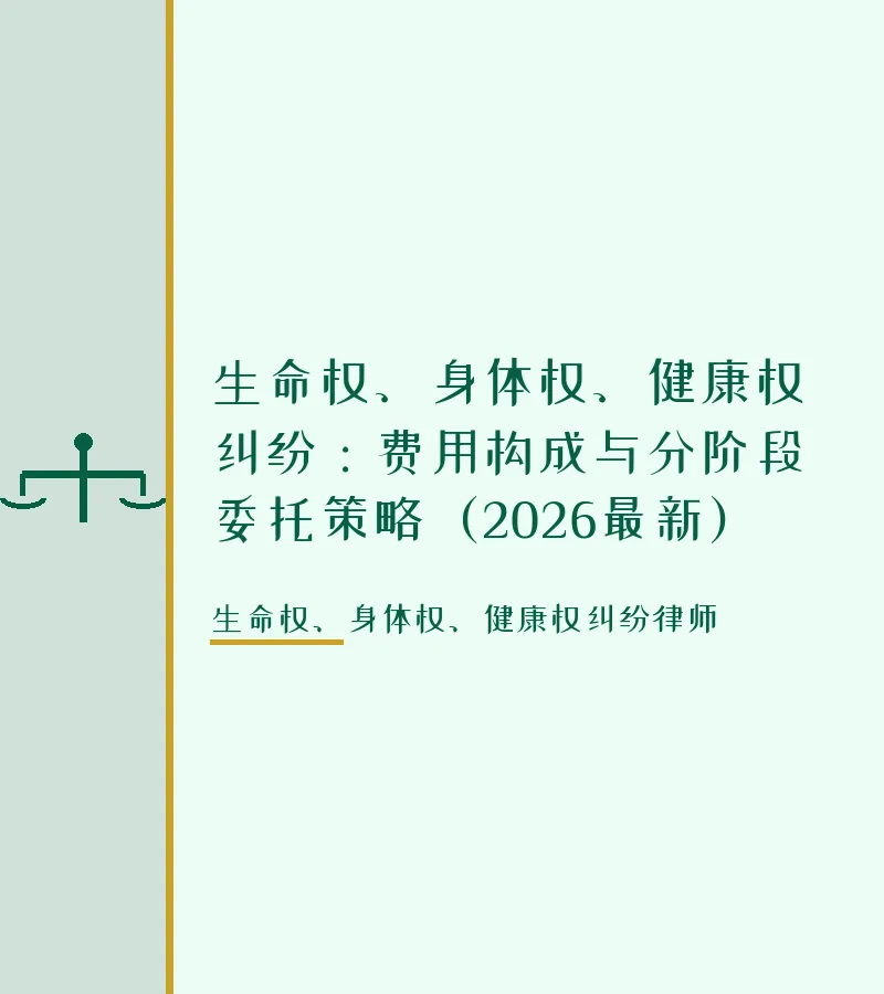 生命权、身体权、健康权纠纷：费用构成与分阶段委托策略（2026最新）